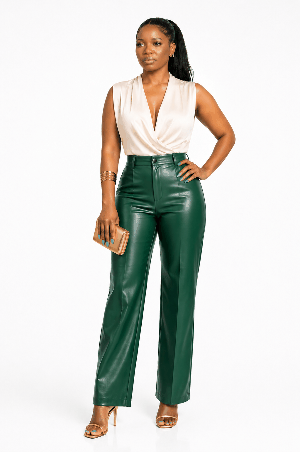 Wide-Leg Faux Leather Pants