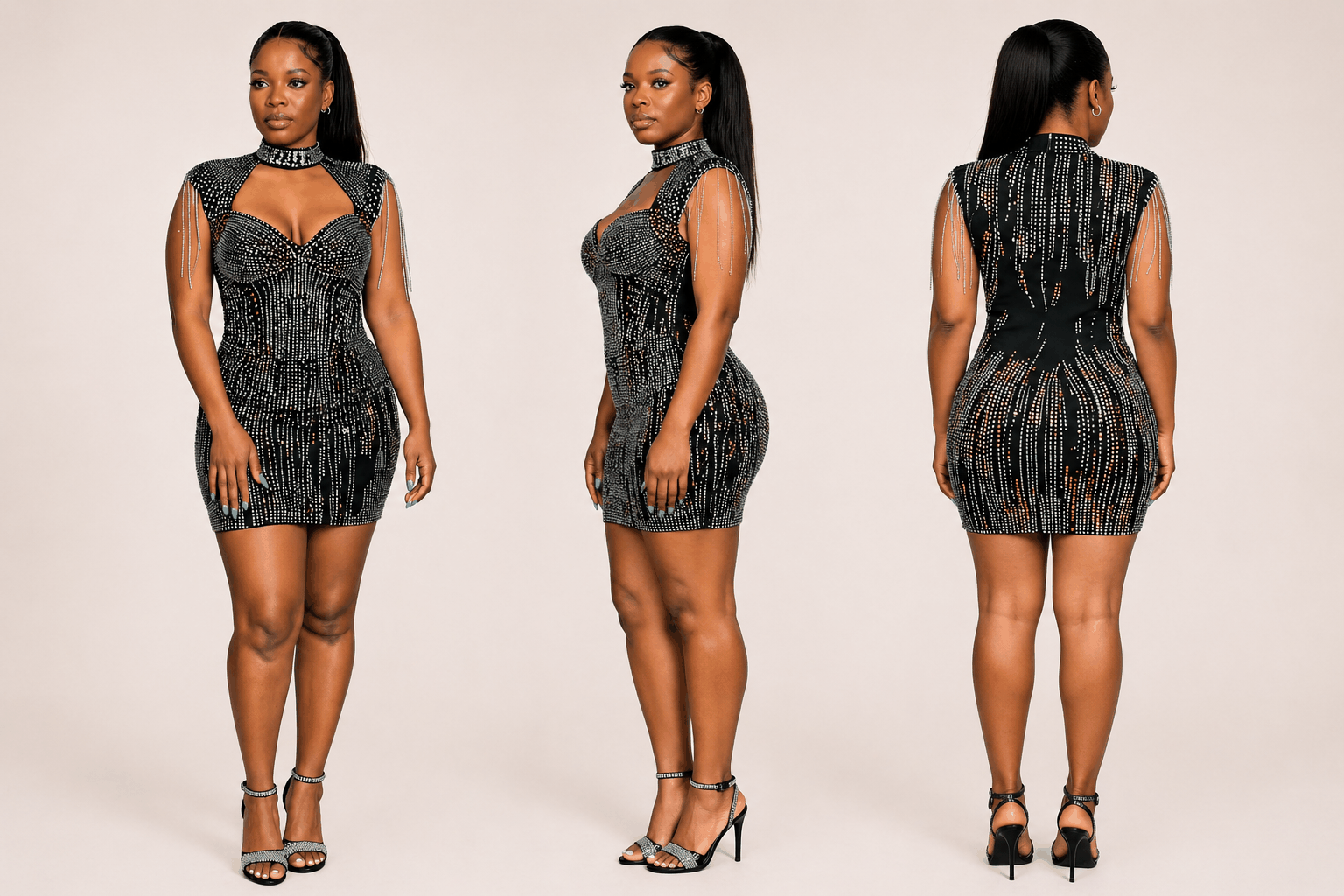 Sparkle Rhinestone Bodycon Mini Dress