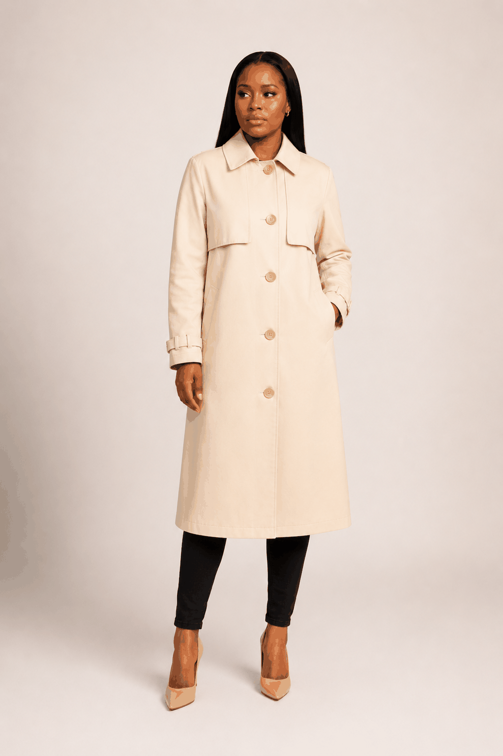 Cream white leather coat The Alabaster Luxe with modern elegant design and timeless style