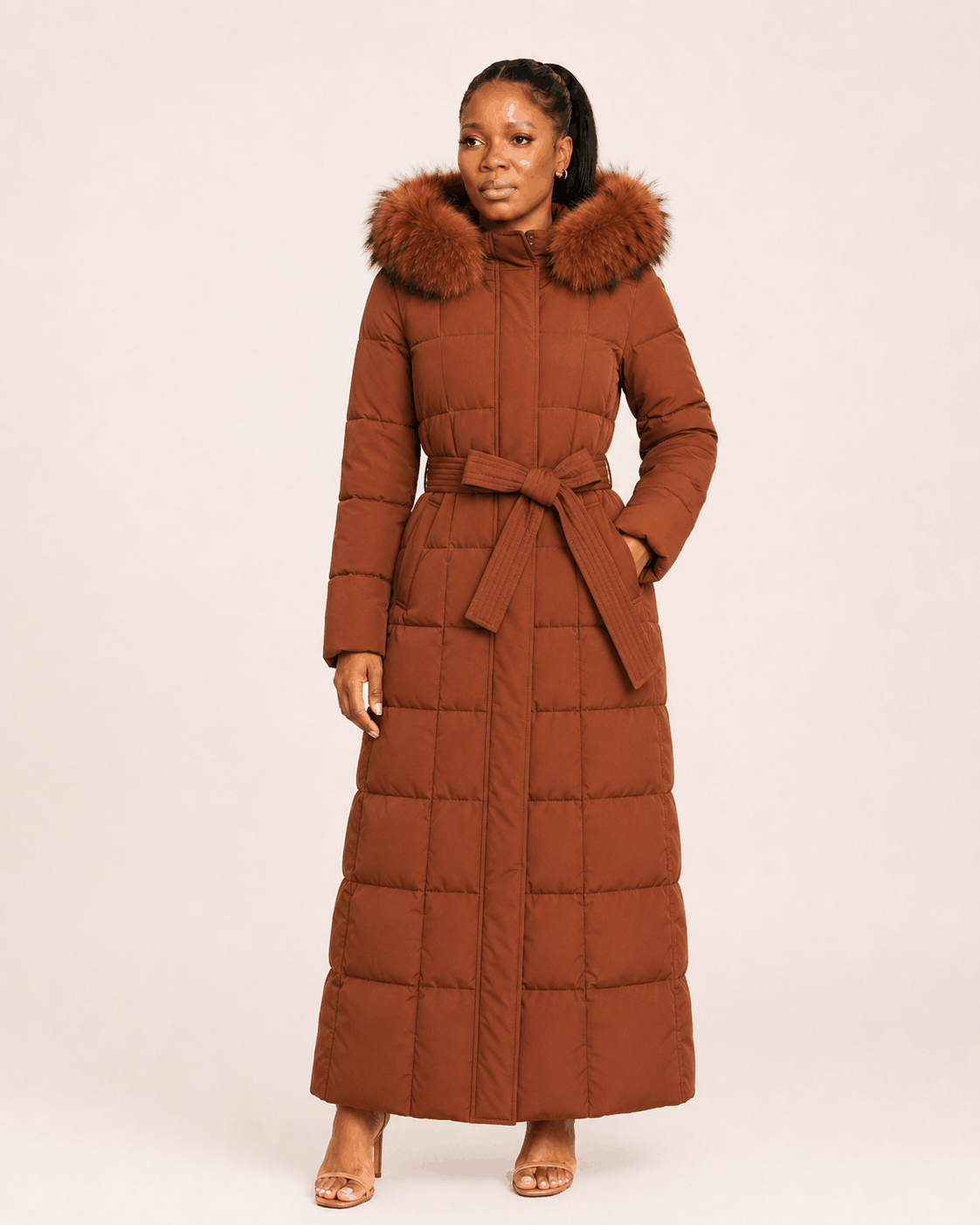 The Arctic Embrace insulated winter coat with plush interior and sleek silhouette for cold weather
