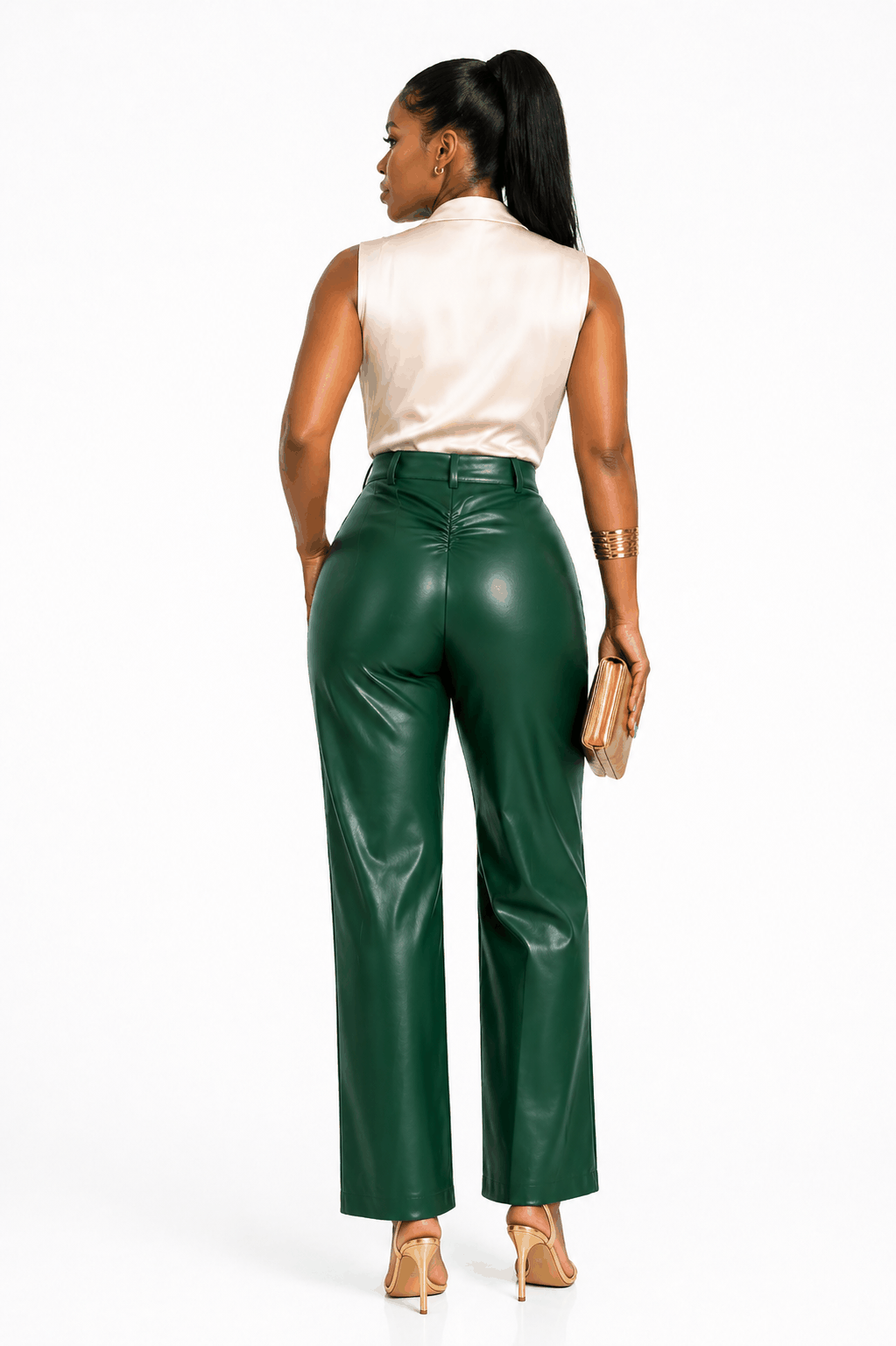 Wide-Leg Faux Leather Pants
