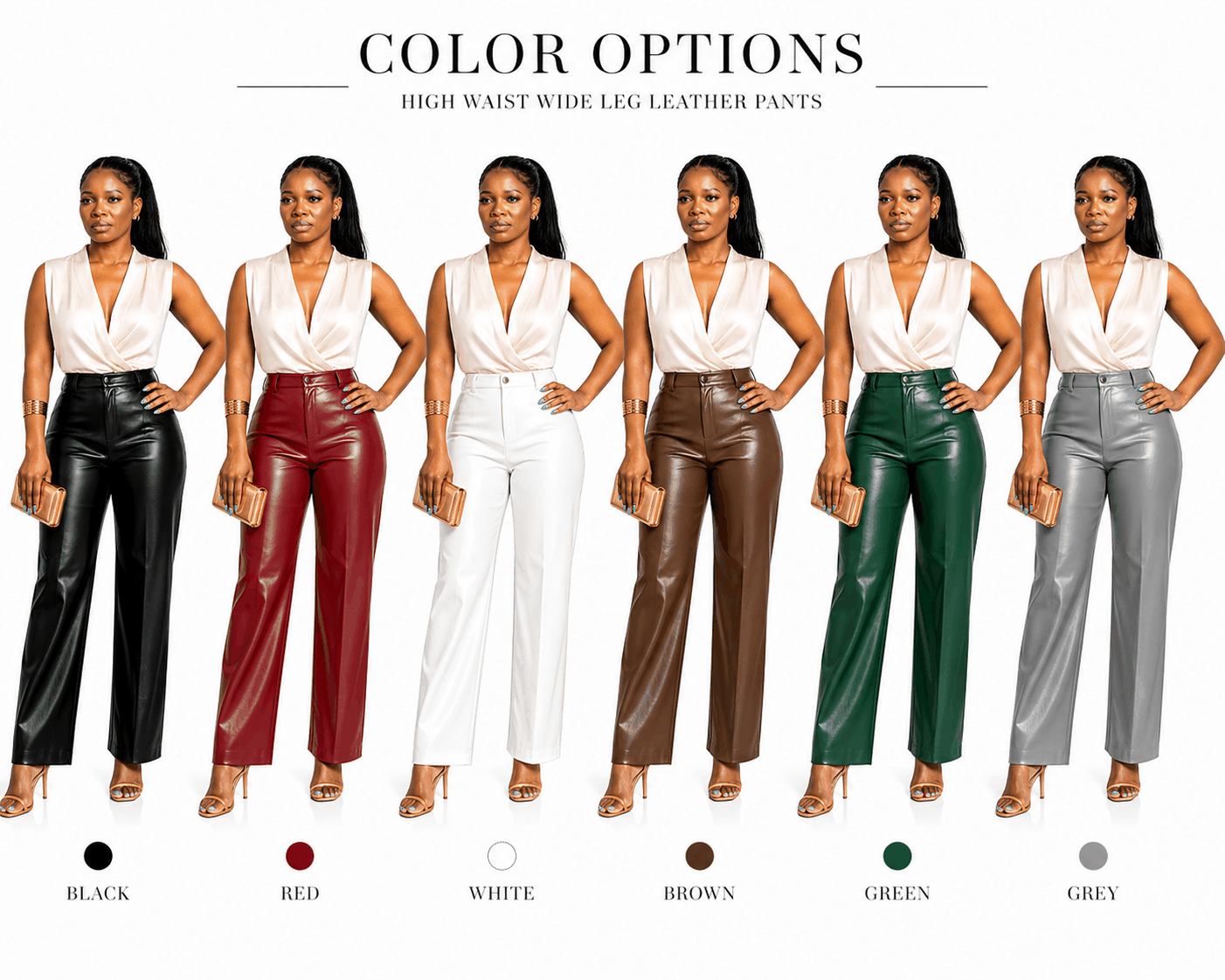 Wide-Leg Faux Leather Pants