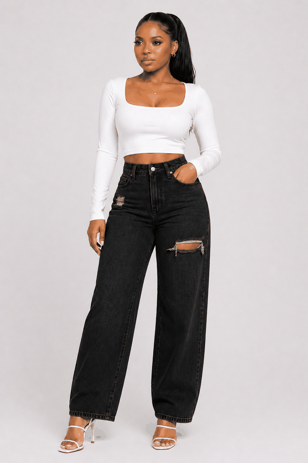 Wide-Leg Denim Jeans