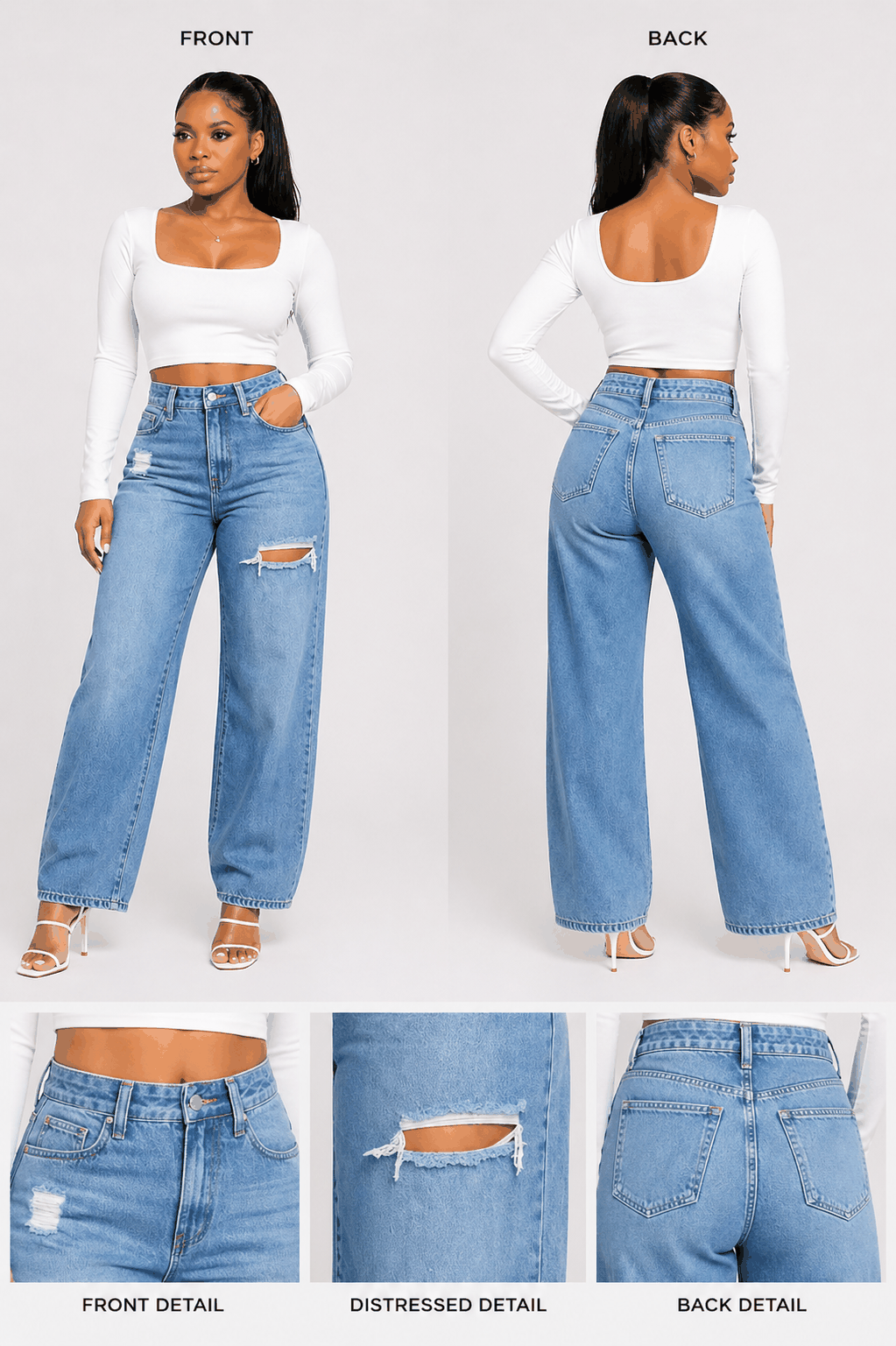 Wide-Leg Denim Jeans