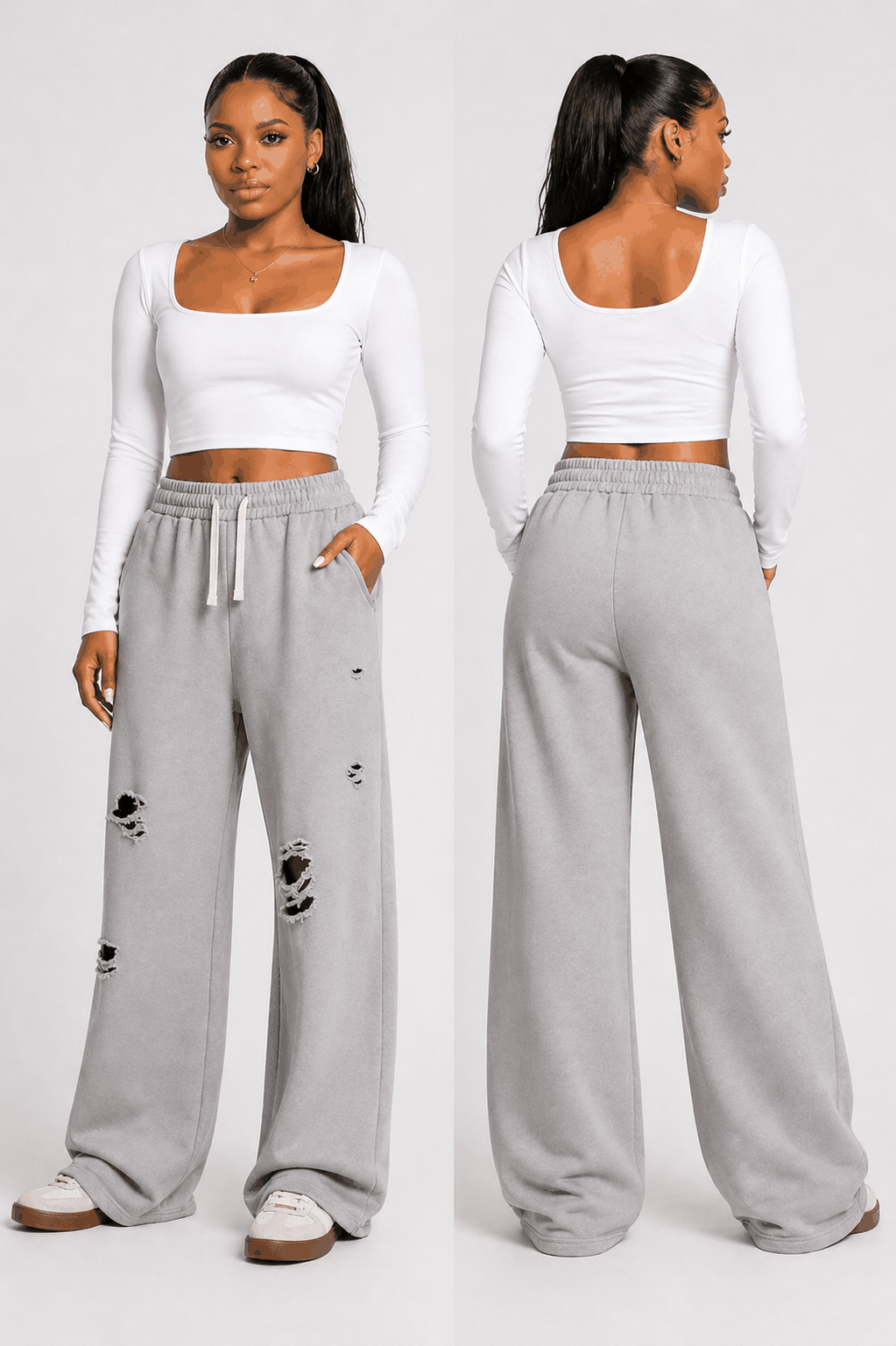 Wide-Leg Drawstring Sweatpants