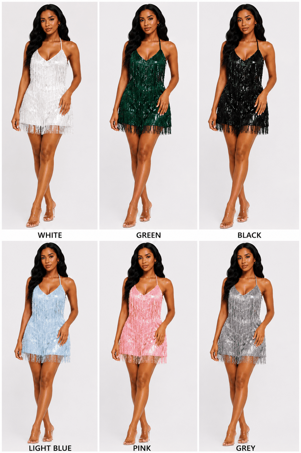 Midnight Sparkle Fringe Mini Dress